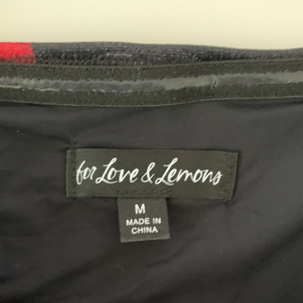 For Love & Lemons | Bianca Mini Dress Black Red Floral Velvet Size M - Like New - Picture 9 of 16